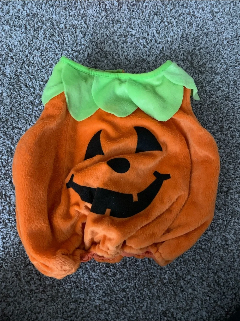 Orange Pumpkin Kids Costume with Green Collar and Hat 18-24M